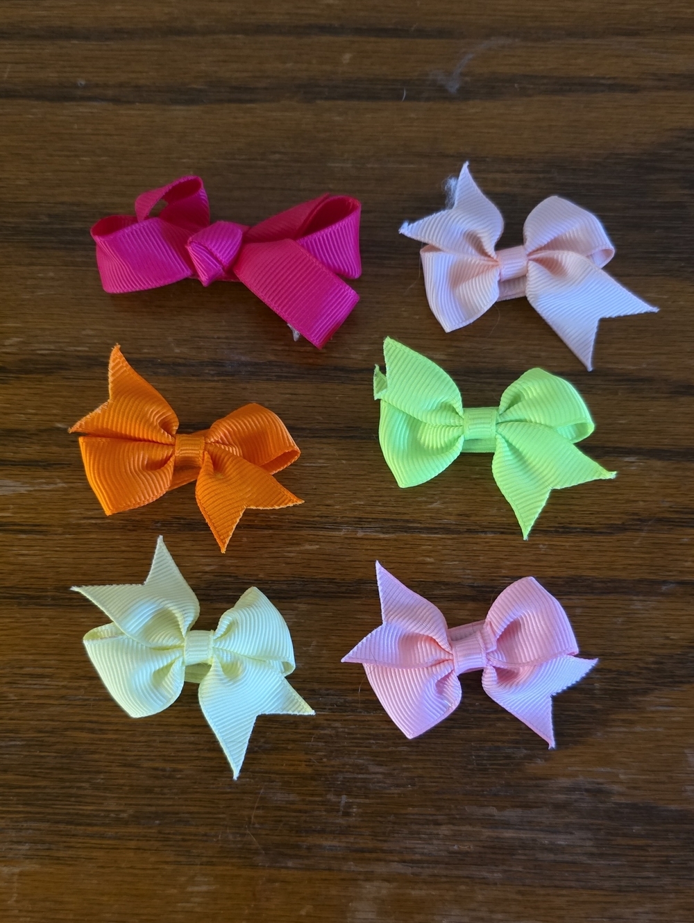 Kids Ribbon Hair Bows - Assorted Bright Colors